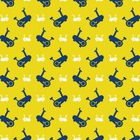 Cycling Machine repeating trendy pattern colorful vector illustration yellow background