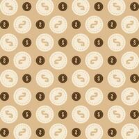 Dollars Coin trendy repeating pattern brown abstract background vector illustration