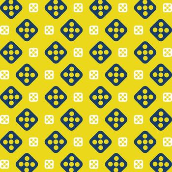 Dice Five icon repeating trendy pattern colorful vector illustration yellow background