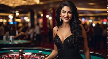 AI generated Beautiful girl in a casino photo