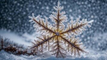 ai generado hermoso, copo de nieve, de cerca, foto