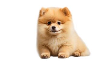 AI generated Pomeranian spitz dog is isolated on a white background photo