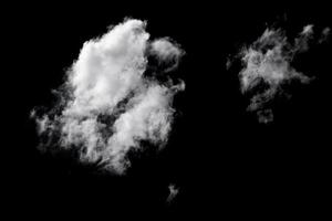 White light clouds isolated on black background. Climate, metrology, design element photo