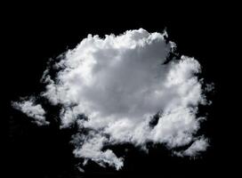 Circle atmospheric white cloud on black isolated background. Brush. Design element. Climate photo