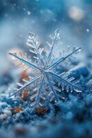 AI generated Beautiful, snowflake, close-up, photo