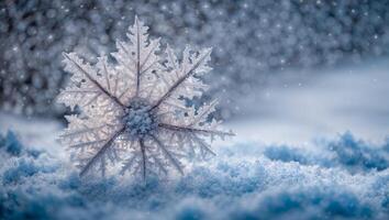 ai generado hermoso, copo de nieve, de cerca, foto