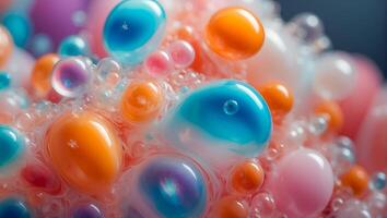 AI generated Soap colored foam bubble closeup photo