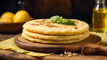 AI generated Delicious arepas in the kitchen photo