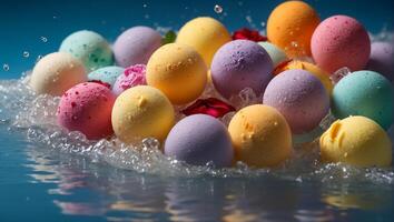 ai generado hermosa de colores bañera bombas foto