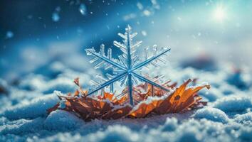 AI generated Beautiful, snowflake, close-up, photo