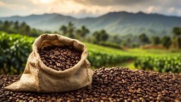 ai generado café cosecha en plantación foto