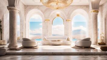 AI generated Magnificent hammam in light marble photo