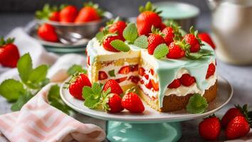 AI generated Holiday, cake, strawberry photo