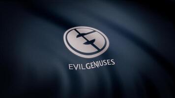 Animation of flag with symbol of Cybergaming Evil Geniuses. Editorial animation video