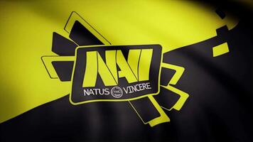 Animation of flag with symbol of Cybergaming Navi Natus Vincere. Editorial animation video