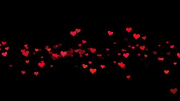 Red and white hearts over a black backdrop. Valentine's day motion background loop. Red small hearts flying on the black background. Valentines Day holiday abstract loop animation. video