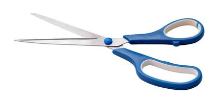 Multipurpose scissors with blue handle isolated on white background with clipping path photo