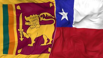 Sri Lanka and Chile Flags Together Seamless Looping Background, Looped Bump Texture Cloth Waving Slow Motion, 3D Rendering video