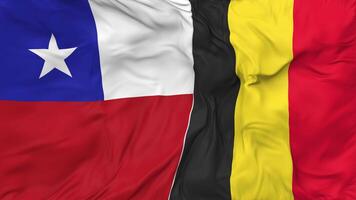 Chile and Belgium Flags Together Seamless Looping Background, Looped Bump Texture Cloth Waving Slow Motion, 3D Rendering video