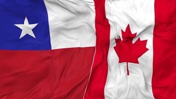 Canada and Chile Flags Together Seamless Looping Background, Looped Bump Texture Cloth Waving Slow Motion, 3D Rendering video