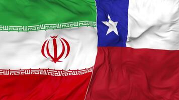 Iran and Chile Flags Together Seamless Looping Background, Looped Bump Texture Cloth Waving Slow Motion, 3D Rendering video