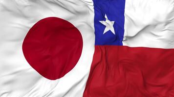 Japan and Chile Flags Together Seamless Looping Background, Looped Bump Texture Cloth Waving Slow Motion, 3D Rendering video