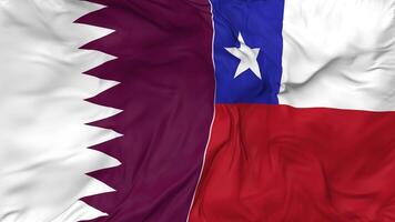 Qatar and Chile Flags Together Seamless Looping Background, Looped Bump Texture Cloth Waving Slow Motion, 3D Rendering video