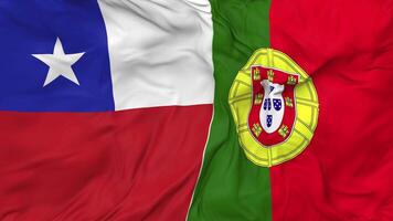 Portugal and Chile Flags Together Seamless Looping Background, Looped Bump Texture Cloth Waving Slow Motion, 3D Rendering video