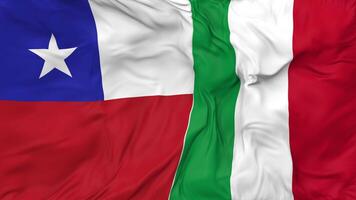 Italy and Chile Flags Together Seamless Looping Background, Looped Bump Texture Cloth Waving Slow Motion, 3D Rendering video