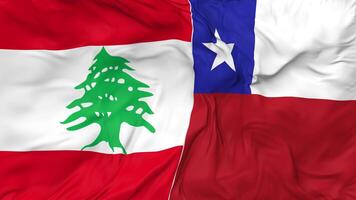 Lebanon and Chile Flags Together Seamless Looping Background, Looped Bump Texture Cloth Waving Slow Motion, 3D Rendering video