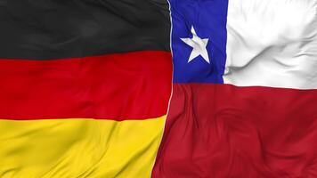 Germany and Chile Flags Together Seamless Looping Background, Looped Bump Texture Cloth Waving Slow Motion, 3D Rendering video