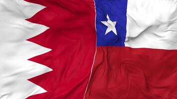 Bahrain and Chile Flags Together Seamless Looping Background, Looped Bump Texture Cloth Waving Slow Motion, 3D Rendering video