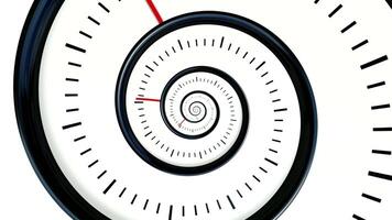 Infinite Time. Infinite rotating clock background. Black and white watch background video