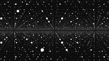 minimalistisk abstrakt bakgrund. sömlös slinga. oändlig Plats bakgrund. matris av lysande stjärnor med illusion av djup, perspektiv. geometrisk bakgrund med punkt array. abstrakt trogen universum video