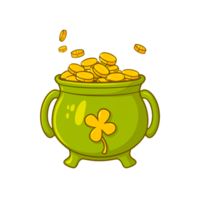 AI generated St Patrick s day green pot filled with gold coins png