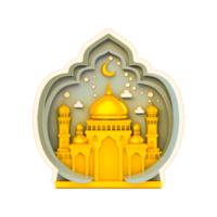 ai généré islamique ramdan carem 3d or masjid dessin animé png