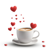 AI generated 3D Rendering Coffee Cup With Red Hearts png