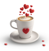 AI generated 3D Rendering Coffee Mug With Red Hearts png