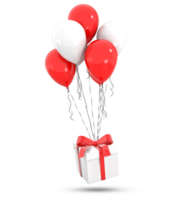 3d renderen vliegend geschenk doos met ballonnen png