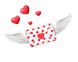 3D Rendering Valentine White Envelope With Wings png