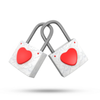 3D Rendering Two Locks With Heart Shape Locked Together png