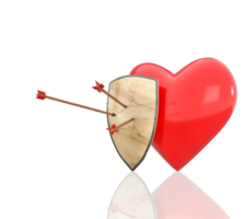 3D Rendering Heart, Shield and Arrows png
