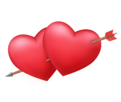 3D Rendering Couple Red Of Heart Pierced By An Arrow png