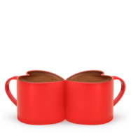 3D Rendering Red Heart Shaped Coffee Mugs png