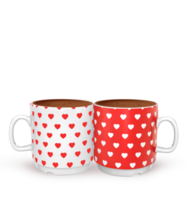 3d representación rojo y blanco café tazas png