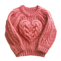 AI generated Cute knitted sweater in a heart isolated png