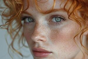 AI generated Portrait of a red-haired girl in close-up photo