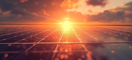 AI generated Sun shining down on an uninstalled solar panel waiting to harness clean energy from sunlight, renewable energy innovations image photo