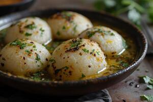 AI generated Easy homemade phulkachanna idli, gudi padwa sweets and cuisine image photo