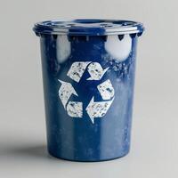 AI generated Recycling themed trash container on a white background, composting and waste reduction picture photo